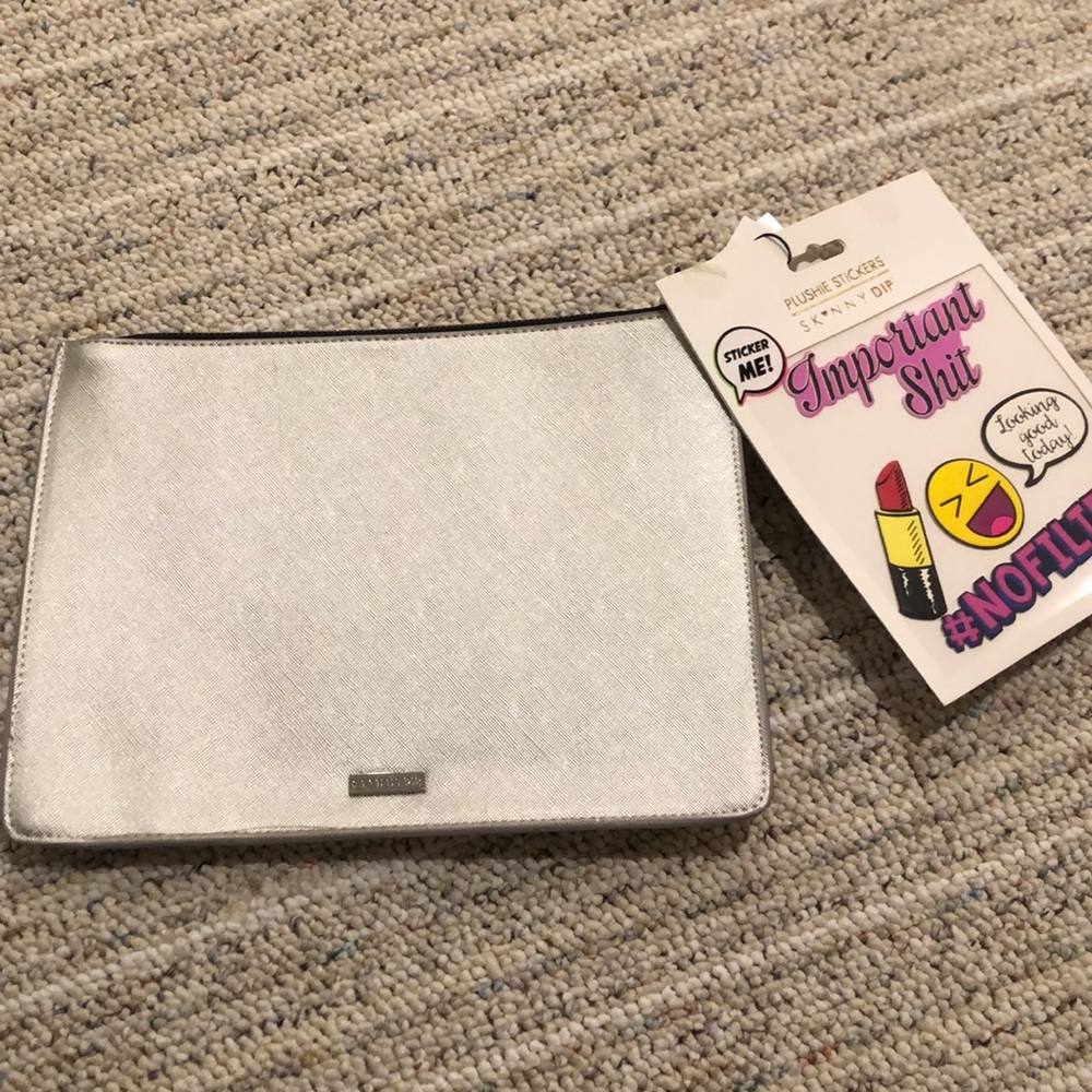Skinny Dip London silver zipper clutch bag